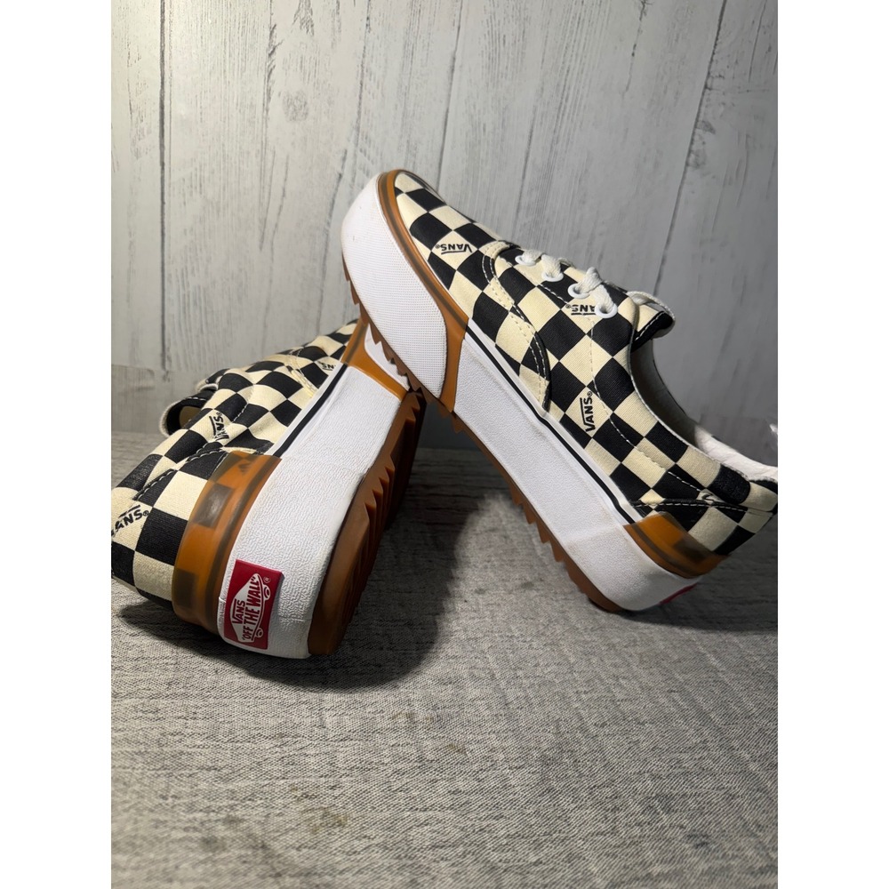 Vans Era Stacked Checkerboard Logo Platform Sneakers Mens 6 Womens 7.5